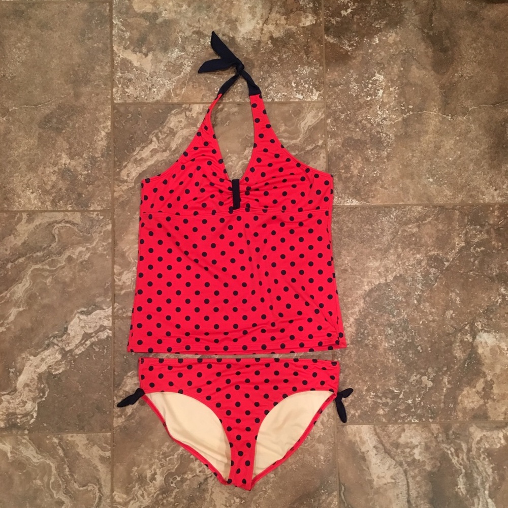 Lands’ End girls size 16+ polka dot tankini